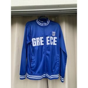 Greece "Hellas" National Team Retro Satin Jacket Blue /white Embroidery Men's L